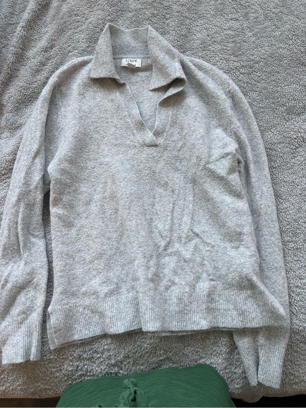 J. Crew Women's Light Gray Collared V-Neck Pullover